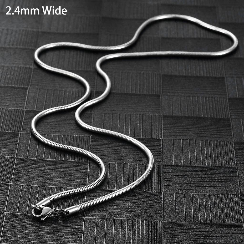 Classic Round Snake Bone Chain Stainless Steel Rolo Necklace for Women and Men Silver and Gold Color Plated Choker Metal Jewelry