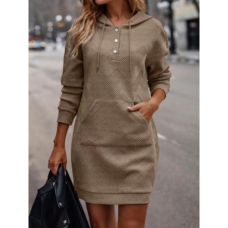 

YYFS Женская мода осень-зима однотонные повседневные платья с длинным рукавом и принтом XXL хаки