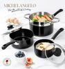 MICHELANGELO Non-stick Pan with Lid Ceramic Cookware Set with Steamer,Easy-to-clean Pots Multi-purpose Cooking Pot with Steamer