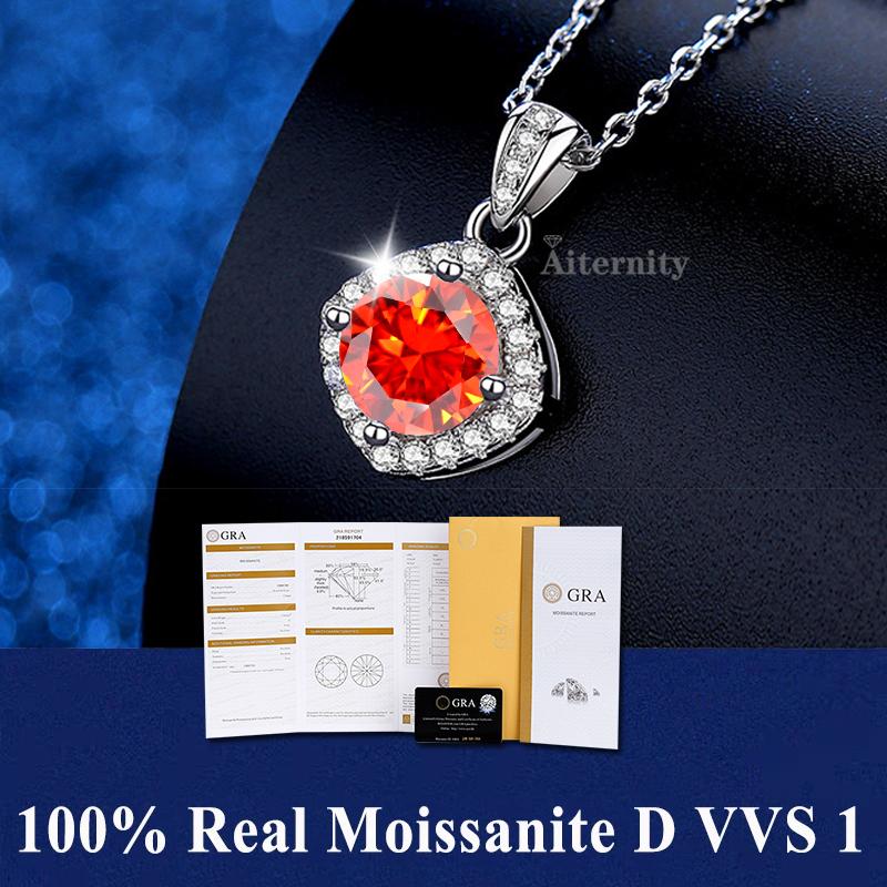S925 Sterling Silver High Jewellery 100% Moissanite Pendant Necklace D Colour with GRA Certificate for Ladies' Wedding, Party