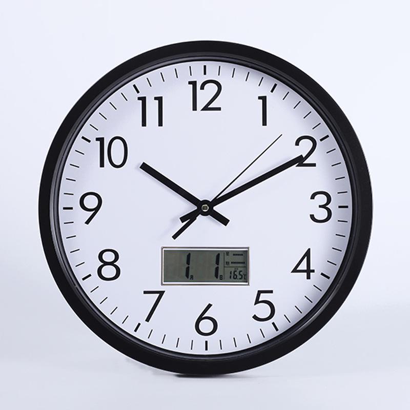 10, 12, 14-Inch Round LCD Calendar Clock - Modern Minimalist Design for Bedroom & Living Room