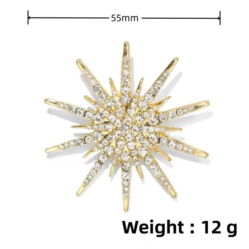European & American Rhinestone Retro Gypsophila Eight-Pointed Star Brooch for Sweaters & Scarves