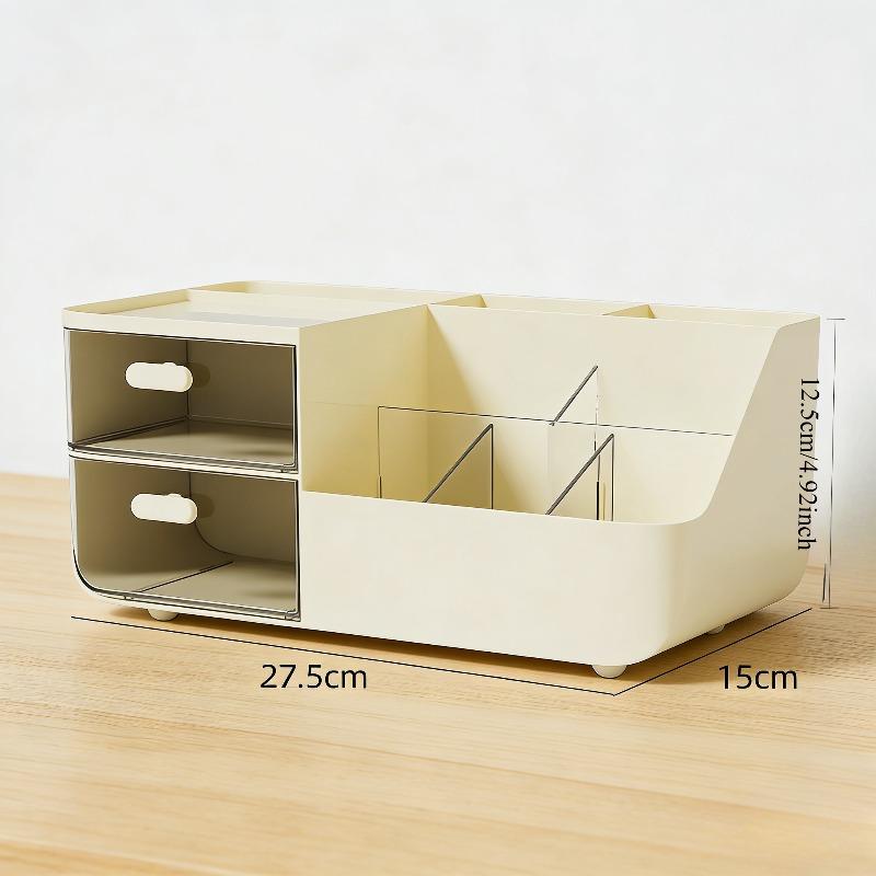

Desktop Storage Box Cosmetics Drawer-type Cute Box Office Stationery Organizer Box Study Desk Storage Rack Makeup Organizer бежевый