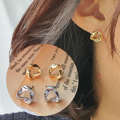 Nichocki Clean Gold Minimalist Earrings for Women with Silver Twist