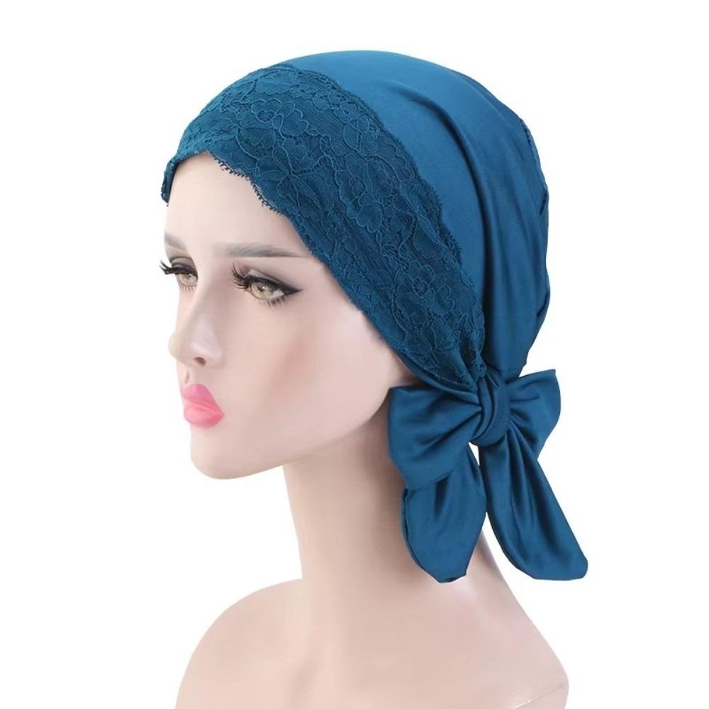 Long Tail Headscarf Hat Solid Color Hijab Caps Fashion Chemo Hat for Women