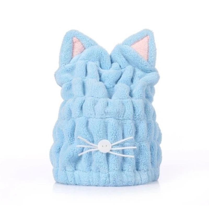 Hair Drying Adjustable Cap Hair Wrap Towel Cute Bath Hair Hat With Ears Cat