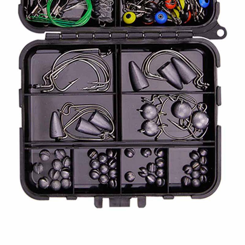 257PCS Fishing Lure Set Metal ABS Corrosion Resistance Anti Winding Fishing Hook Kit for Outdoor with Black Storage Box
