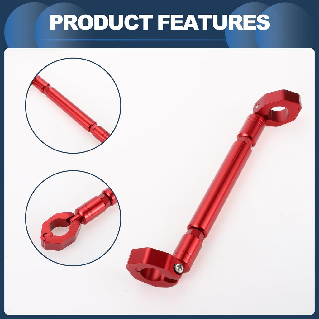INFINAUTO Handlebar Brace, Motorcycle Crossbar, 31cm Motorcycle Handlebar Extension with Wrench, Red, 1 Set