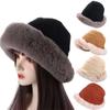 For Girl Winter Warm Wide Brim Large Korean Style Beanies Plush Bucket  Hat Women Hat Woolen
