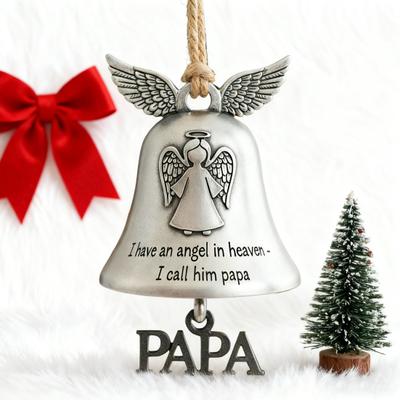 Christmas Bell Ornament Collectible Holiday Angel Wing Bell Engraved Christmas Pendant Memorial Decoration