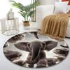 Baby Elephant Circle Design Print Round Rug, Living Room, Bedroom, Playroom Carpet, Non Slip Floor Mat, Gift