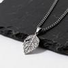 Collana con Foglia Vintage per Uomini Ragazzi, Collana con Ciondolo Foglia d'Acero in Acciaio Inossidabile Grigio, Gioiello Foglia Simbolo del Canada Regalo
