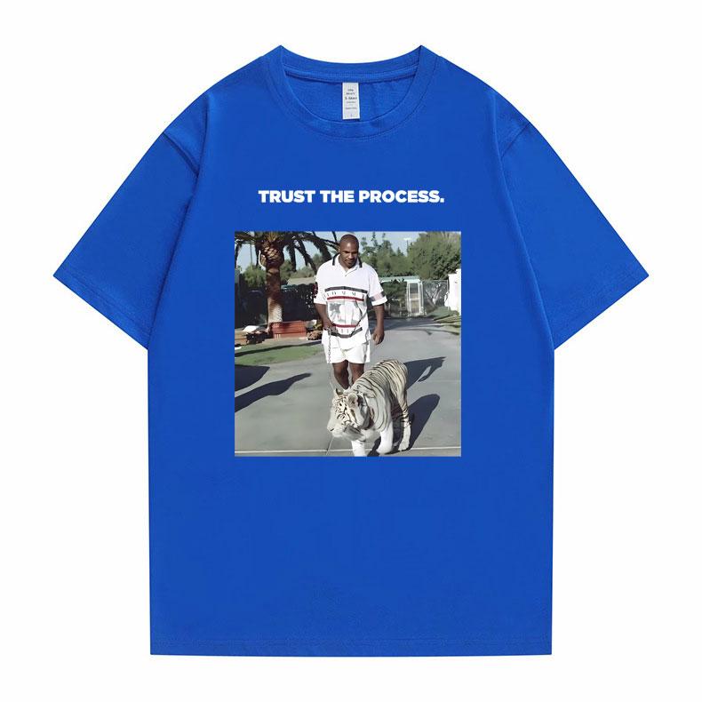 Mike Tyson Trust The Process Tiger Graphic Print T-shirt Men Hip Hop Vintage T Shirt Male Fitness Short Sleeve Oversized Tshirt
