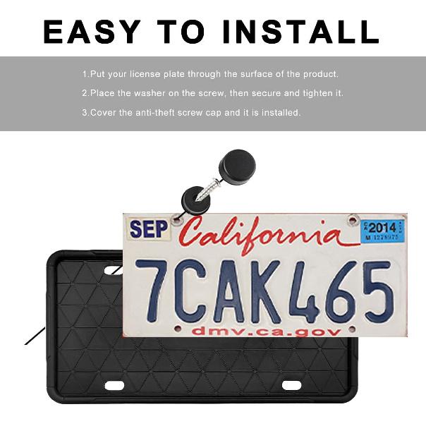 Silicone License Plate Frame, Rust-Proof Rattle-Proof Front Back License Plate Cover With Drainage Holes, Weather-Proof Car Plate Bracket Holder With