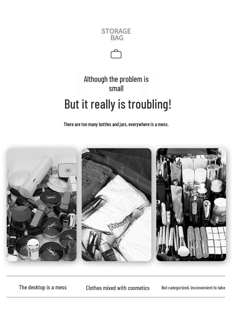 Doppellagige Make-up-Aufbewahrungstasche mit großem Fassungsvermögen