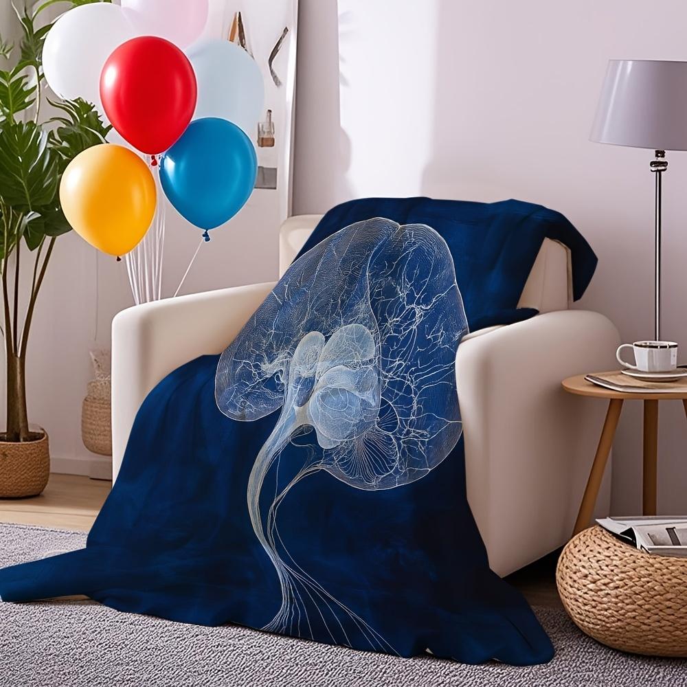 1pc Detailed Brain Anatomy Blue Artwork Blanket - Soft Flannel, Quick-Dry & Durable, Perfect Gift for Holidays, Birthdays, Chris
