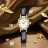 Vintage Gold Womens Quartz Watch With Leather Strap Decorative Waterproof For Lady Casual Wear