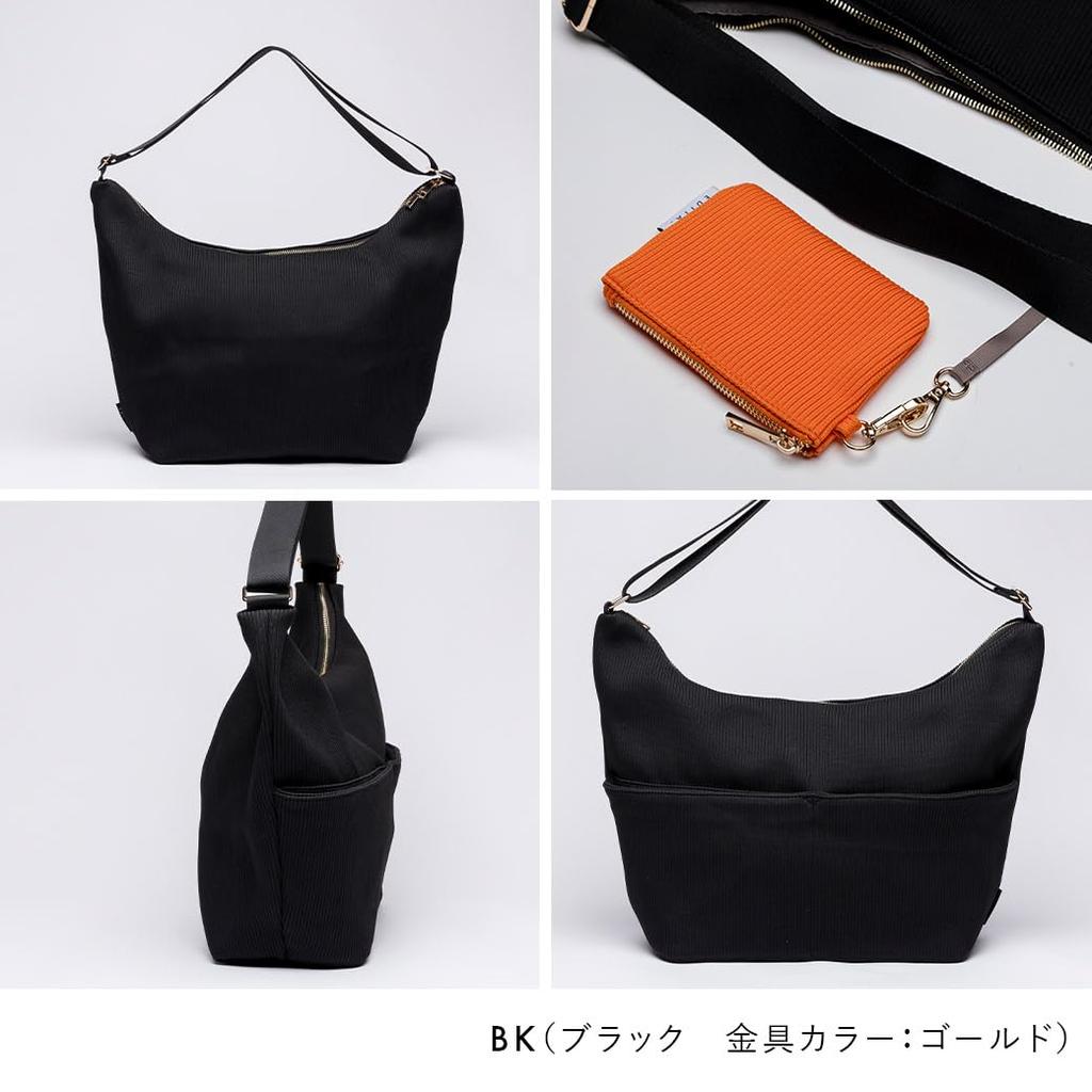 Edita Ikeda Mako Kollaboration Schultertasche für Damen, Unterteilt, Mehrere Taschen, Crossbody, A4-Format, Maschinenwaschbar, Netz, edt-172, Schwarz