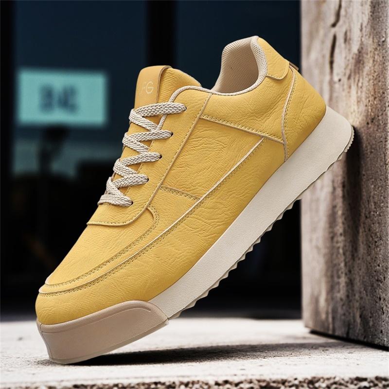 Retro Fashion Men Lace-up Casual Sneakers  Brown Men's Low Sneakers Breathable Flat Shoes Trainers  Big Size 45