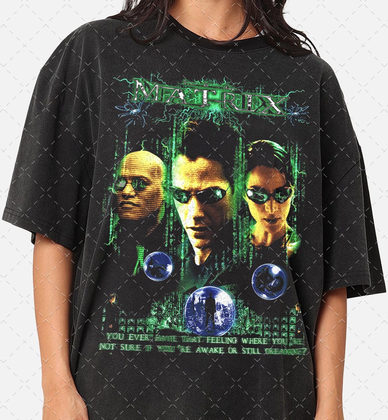 The Matrix 90s Graphic Tee: Keanu Reeves Movie T-Shirt M