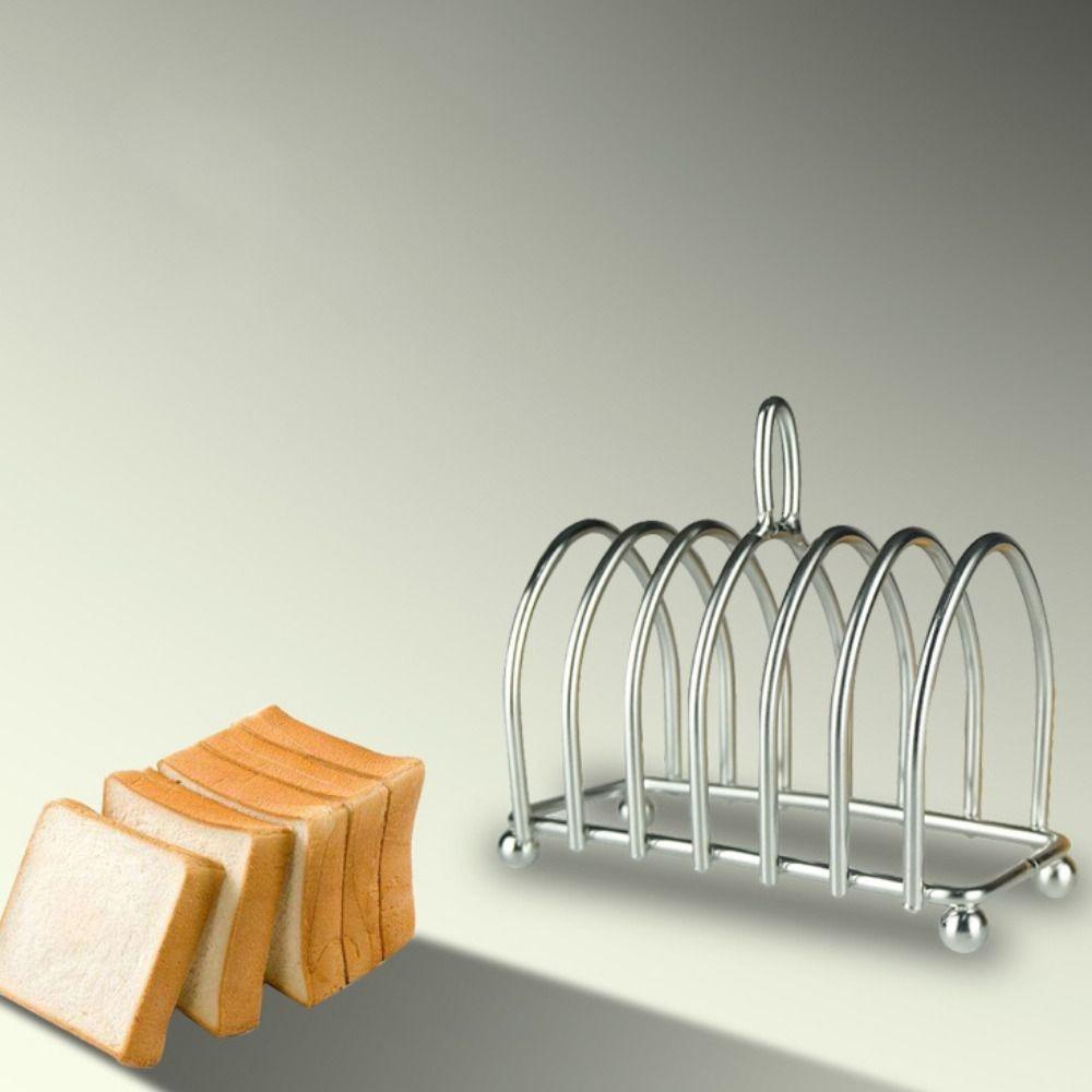 6 Slots Bread Rack Stainless Steel Cooling Cooling Holder Dish Rack Slices Toast Rack  Sponge