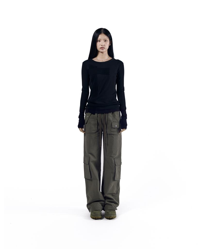 AAKAM Flare Cargo Pocket Pants (Khaki)