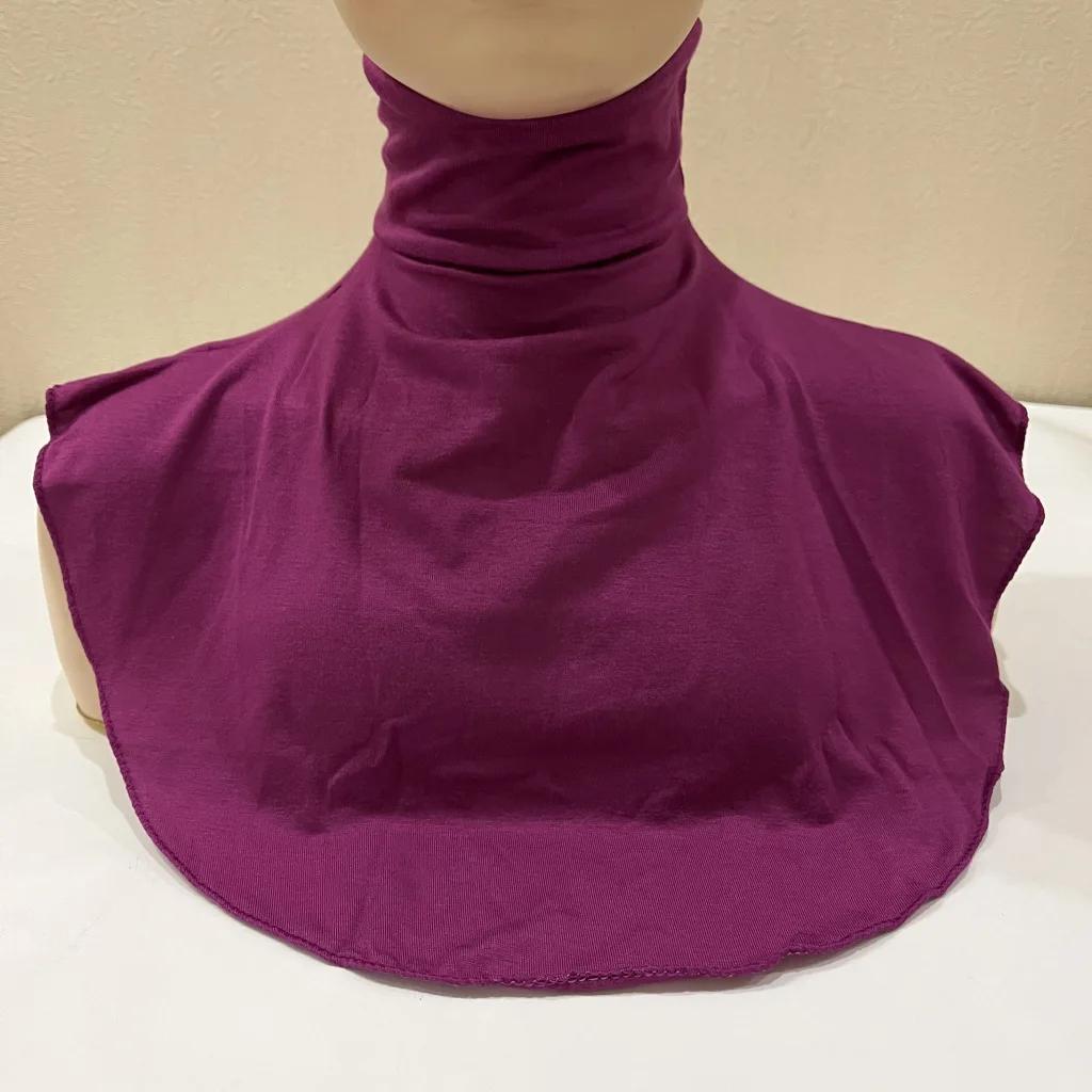 New Womens Muslim Modal Fake False Collar Islamic Hijab Extensions Turtleneck High Neck Cover Warmer Bright Solid Color Half Top