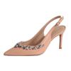 24H1 high heels women's high-end sense thin heel temperament fashion nude not tired feet pointed rhinestones empty shoes
