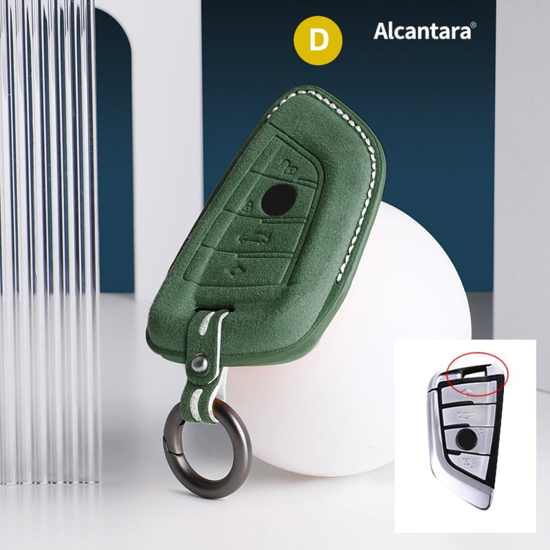Alcantara Car Key Case Cover For Bmw X1 X5 X6 1 2 3 5 7 Series F15 F16 F20 F22 F30 F32 G30 Keychain Accessories