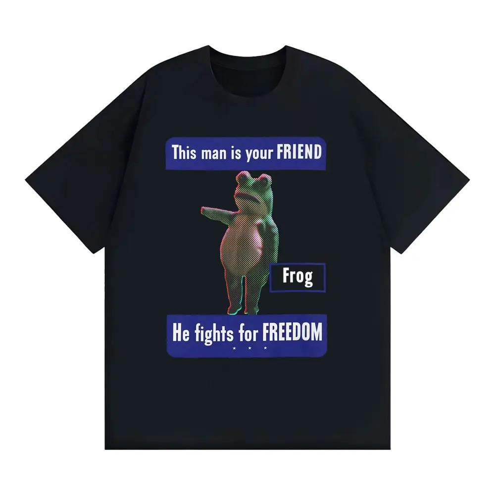 

This Man Is Your FRIEND Portland Frog Anti-ICE T-shirt Absurdist Protest Funny Meme T-shirts Men Women Tops T Shirt S