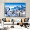 Winter Pine Forest Mountain Snow Sky Canvas Painting Natural Scenic Photo Background Print Posters Photo Studio Home Room Decor