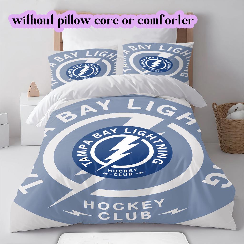 Ice Hockey Logo Pattern Bedding Quilt Set Quilt Cover Pillowcase Home Decoration Birthday Gift (1*duvet cover+ 2*pillowcase, without core)