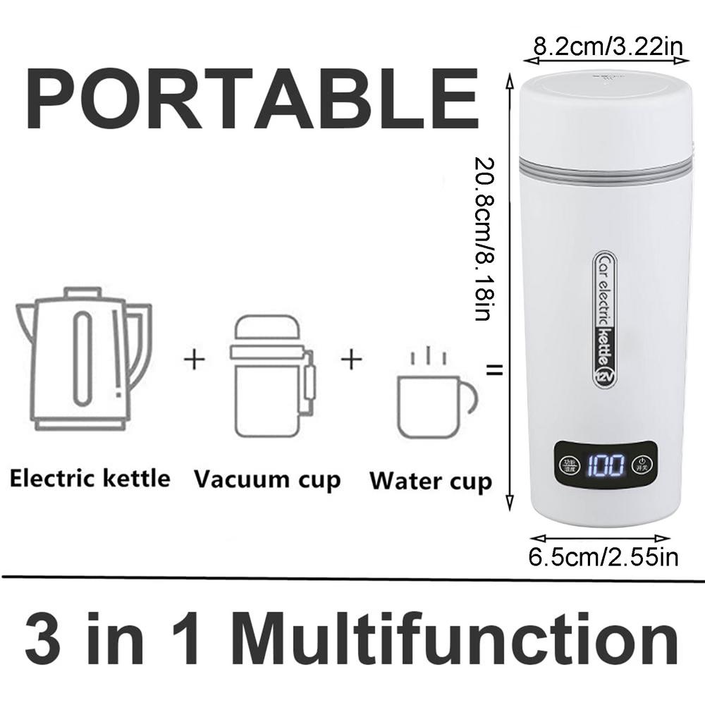 Coffee Mug 12V/24V Stainless Steel 450ML Car Heating Cup Electric Kettle Water Warmer Bottle With 4 Temperature Settings