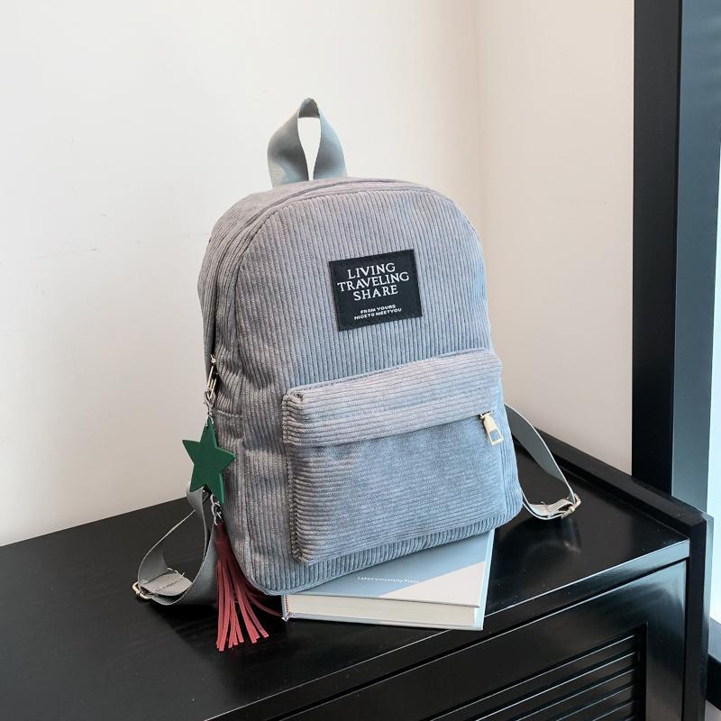 Lässiger weiblicher Rucksack Frauen College Schultaschen Reiserucksack Cord Umhängetaschen für Mädchen im Teenageralter Sport Rucksack