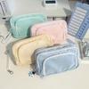 Macaron Color Pencil Case Pen Bag Dual Layer Front Open Pocket Storage Pouch for Stationery School
