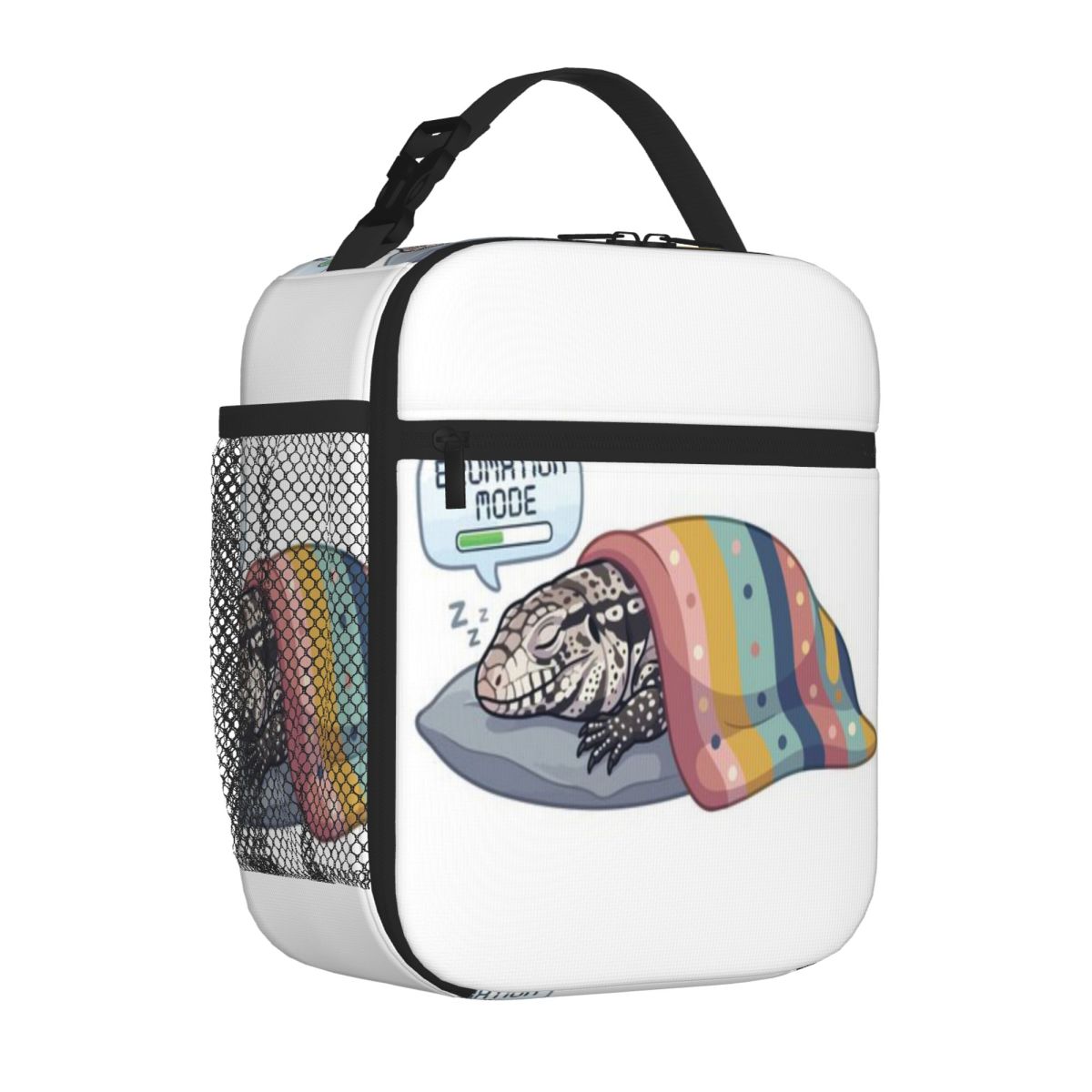 Bestselling Brumation Mode Sleepy Argentine Tegu Winter Nap Striped Insulated Tote Mountain Trip Lunch Box Bag One Size