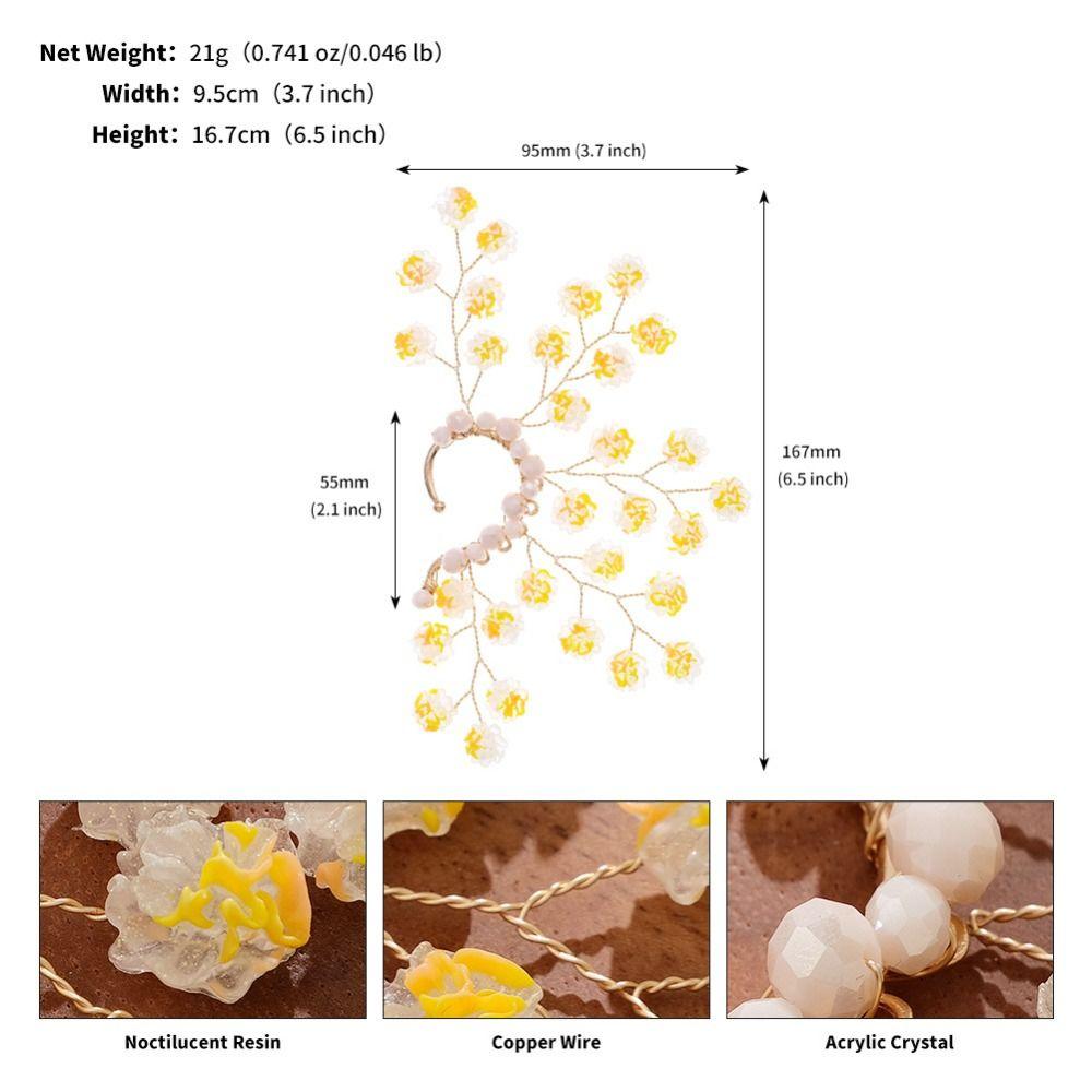 Fairy Pearl Flower Ear Cuffs Chic Rhinestone Ear Clips Aesthetic Butterfly Elf Ear Cuff  Girls