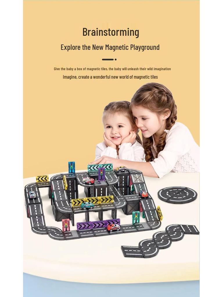 5,5 cm Magnetische Verkehrsbahn Auto Bausteine für Kinder