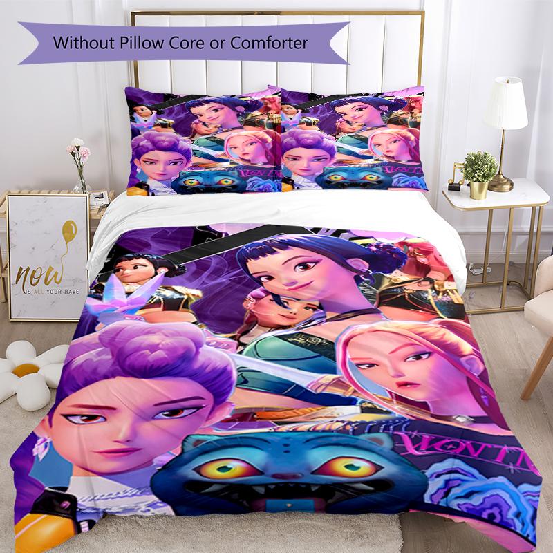3pcs Kpop Hunter1 pattern bedding set duvet cover set includes duvet cover &pillowcases, perfect all season bedroom decoration & gift