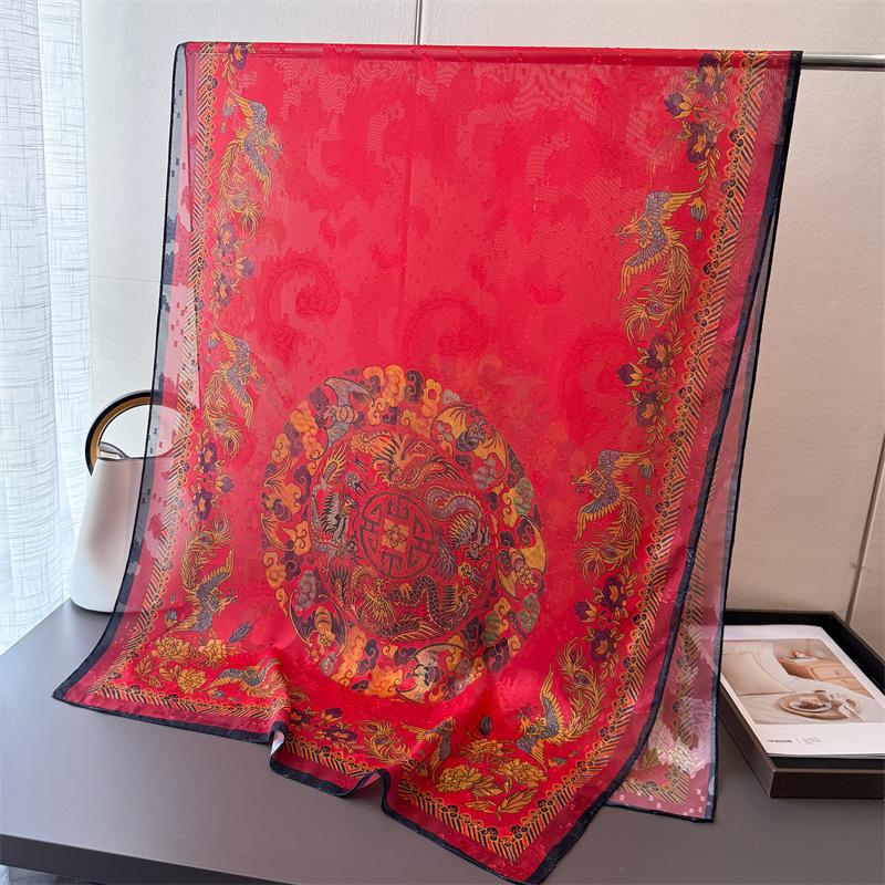 180*70cm Print Sunscreen Gauze Large Scarf Women Bandanna Popular Silk Shawl Scarves Spring Summer Autumn Hijab Wrap Beach Towel