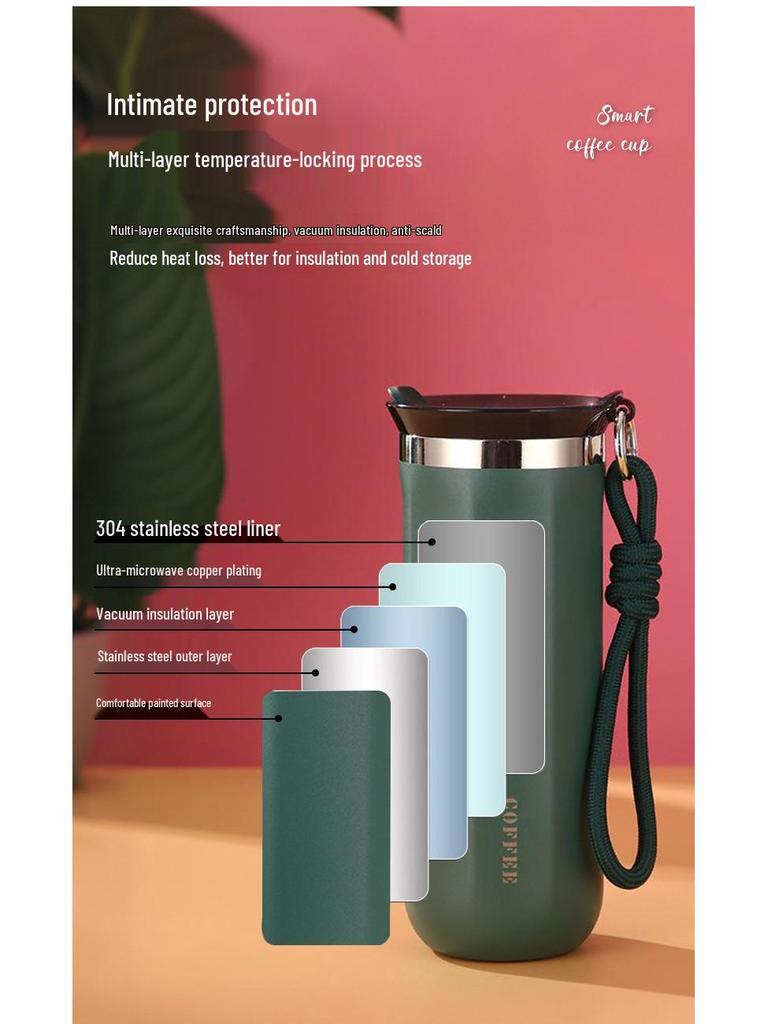 304 Stainless Steel Double-Layer Vacuum Thermos with Lanyard – Portable Outdoor Sports Coffee and Water Bottle