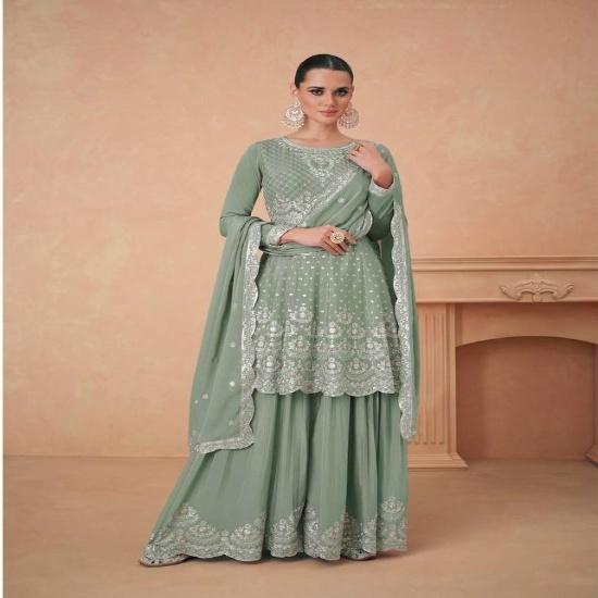 Designer Embroidered Sharara Suit Set for Women
