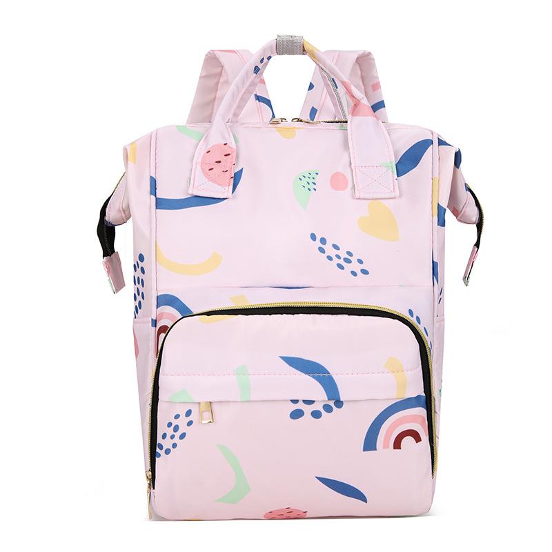 Schoolbag Floral Trend Mother and Baby Bag New Nylon Cloth Waterproof Thermal Insulation Large Capacity Mommy Bag Multi-functional Women's Backpack
