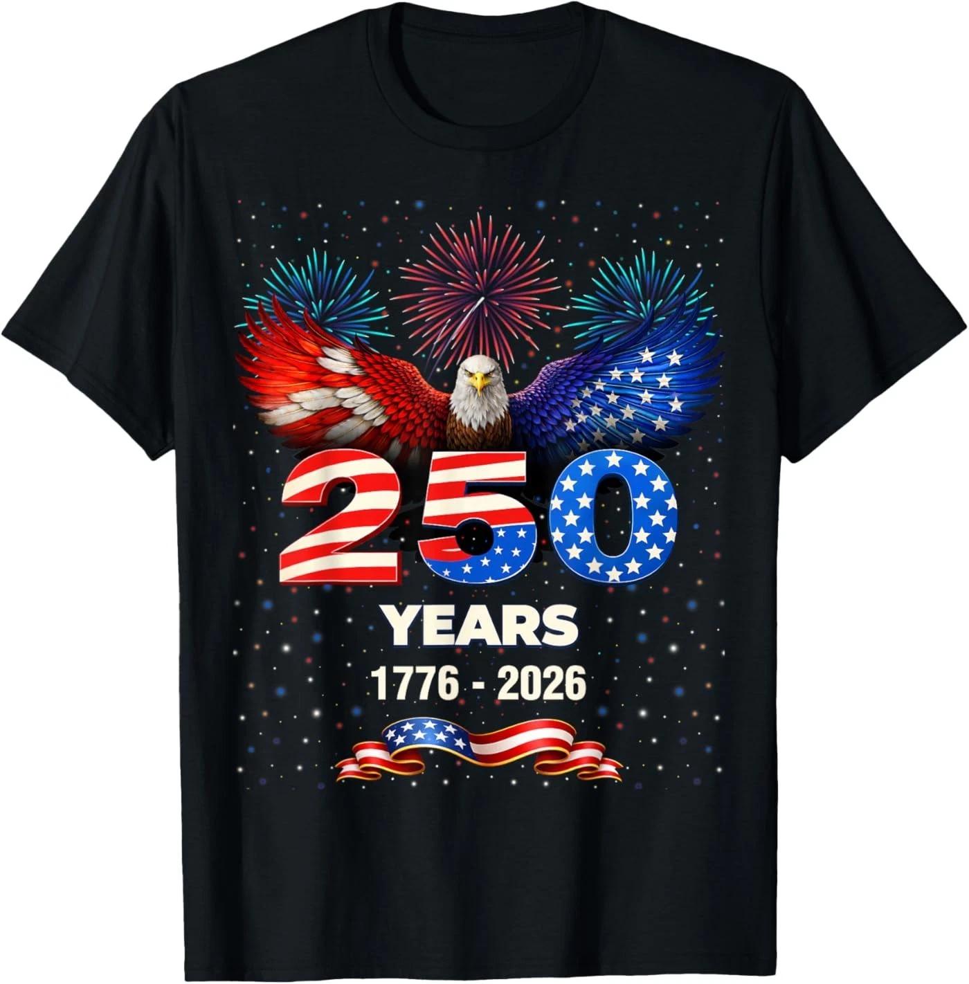 250th Anniversary USA 1776 2026 Patriotic Eagle 4th of July T-Shirt 100