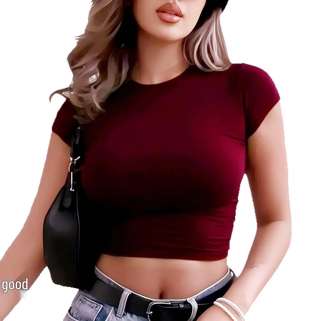 2025 Summer European & American Women's Fashion Slim Cropped Top