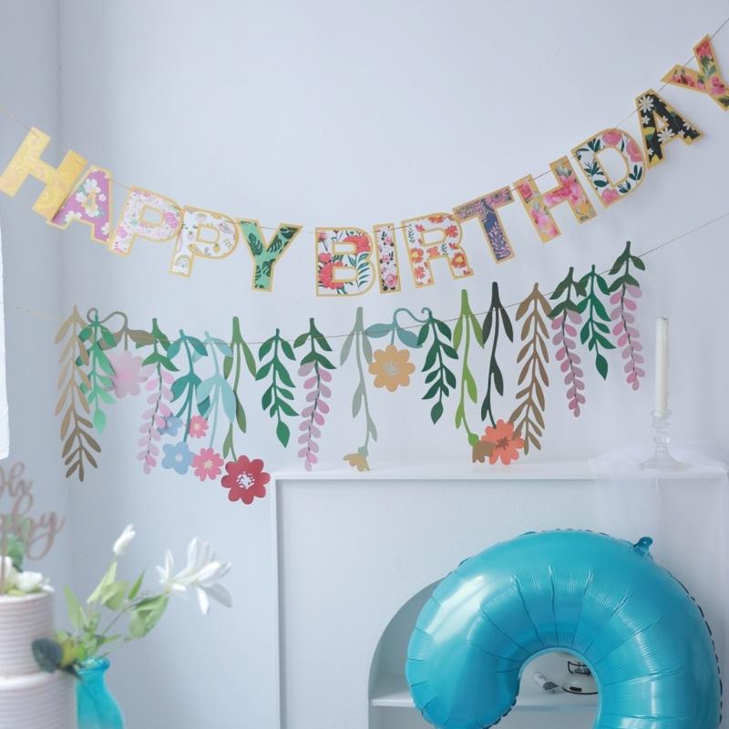 Double Sided Floral Banners With Leaf Pattern For Festival Party Decorations Classroom Event And Family Celebration