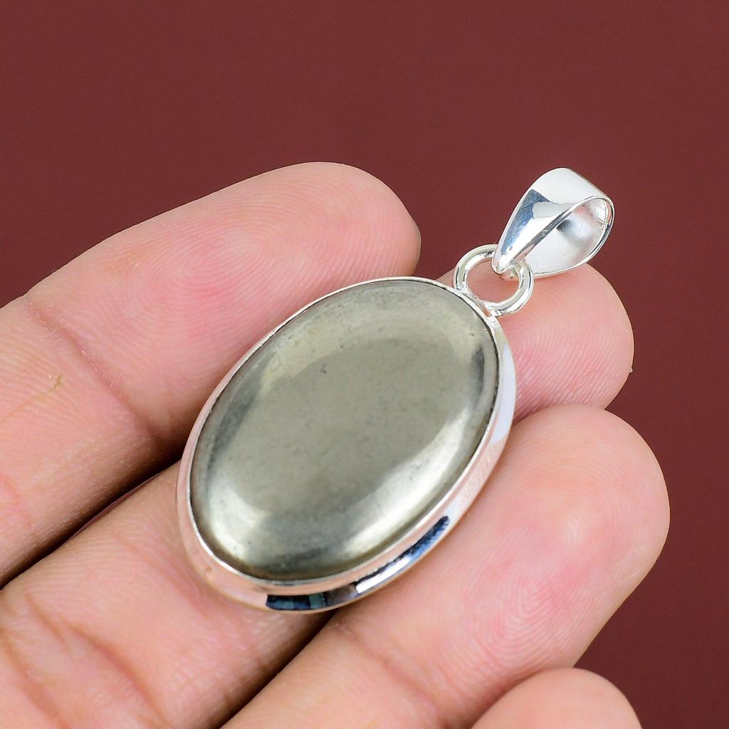 Pyrite Pendant 925 Sterling Silver Pendant Handmade Gemstone Pendant Original Pyrite Jewelry Statement Pendant Engagement Gifts Boho Jewelry