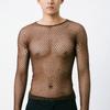 Coffee Men'S Sexy Lingerie Hollow Out Fishnet Tops Black Color Man Sexy Nightgown Hombre Lencería