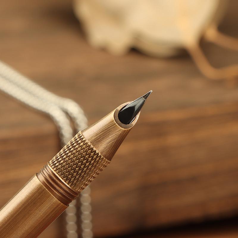 Wear Portable Mini Pendant Pen Artist Practice Retro Copper Fashion Personality Creative Business Birthday Gift
