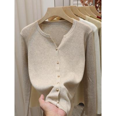 Knitted Long-sleeved Cardigan Sweater Jacket Women's New Autumn Solid Color Women's Temperament Knitted Sweater Top